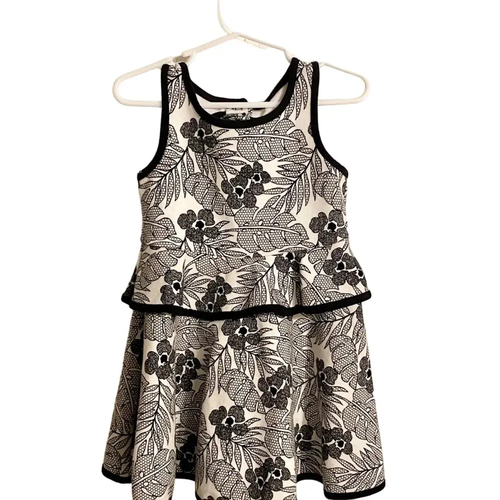 Janie and Jack Black & White Floral Jumper Size 2